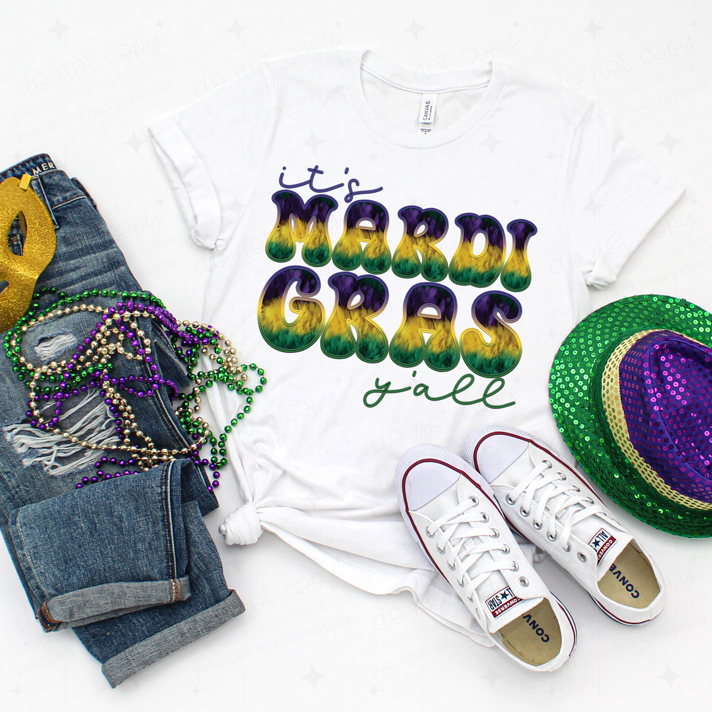 It's Mardi Gras y'all Faux Fuzzy