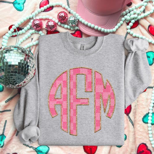 Pink Gold Checks Monogram