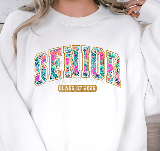 SENIOR FLORAL GOLD OUTLINE - DTF TRANSFER