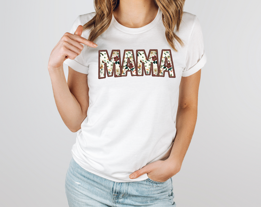 Burgandy Faux Embroidery Floral Mama