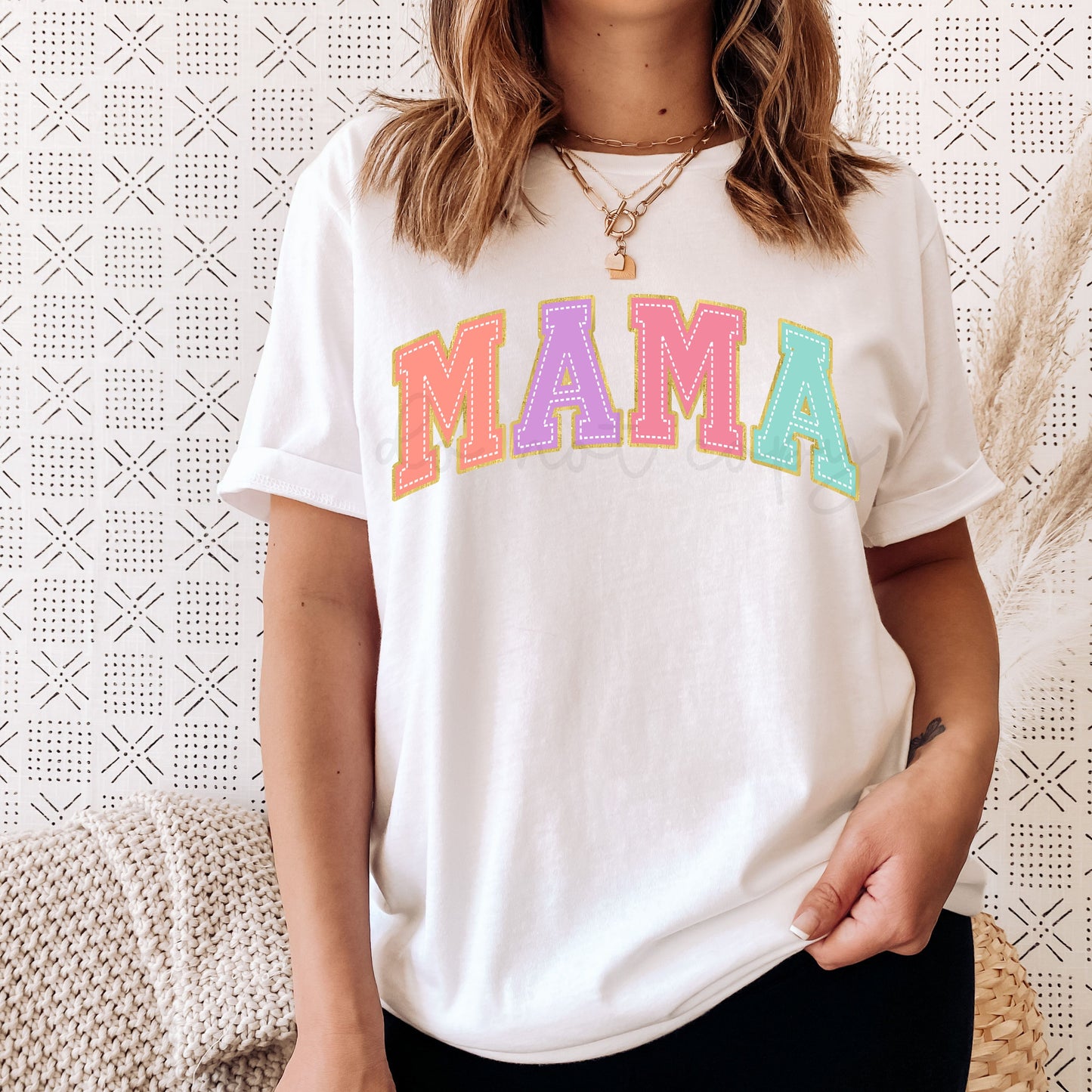 Neon Faux Chenille Patch Mama