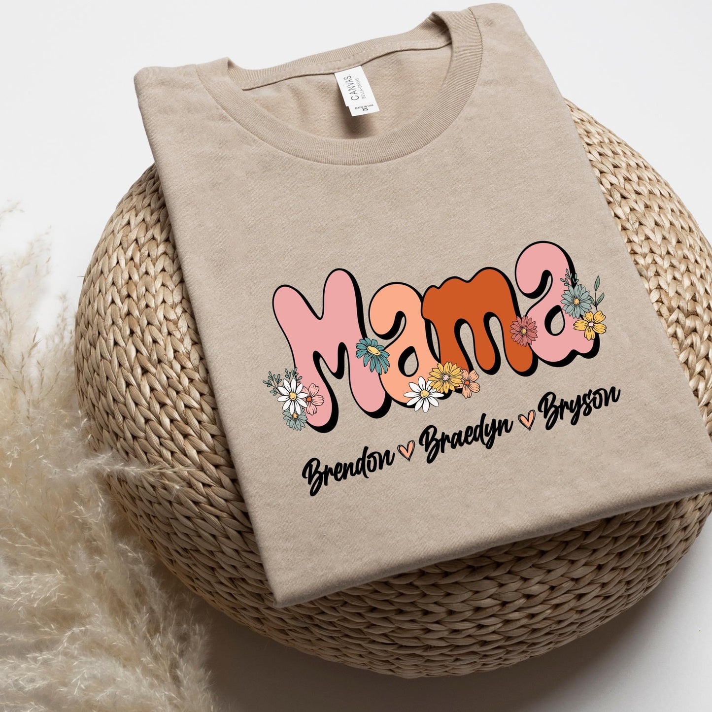 Groovy Floral Mama, Aunt, Grandma, Etc. with Kids names
